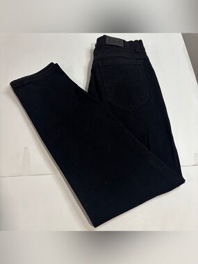 Vintage Lee High Rise Jeans Womens 16 Black Elastic Waist Mom 80s Made In USA